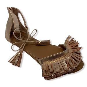 Gap gold‎ shimmery boho fringe sandal size 2
